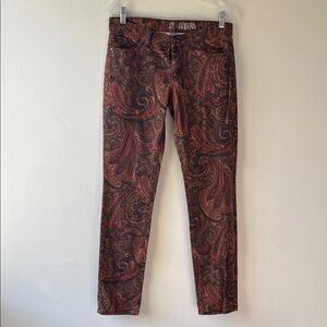 New York & Company Paisley Skinny Pants - Red and Brown